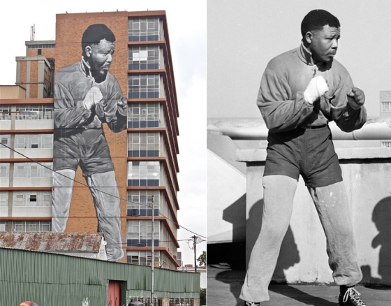 Mural gigante en homenaje a Mandela