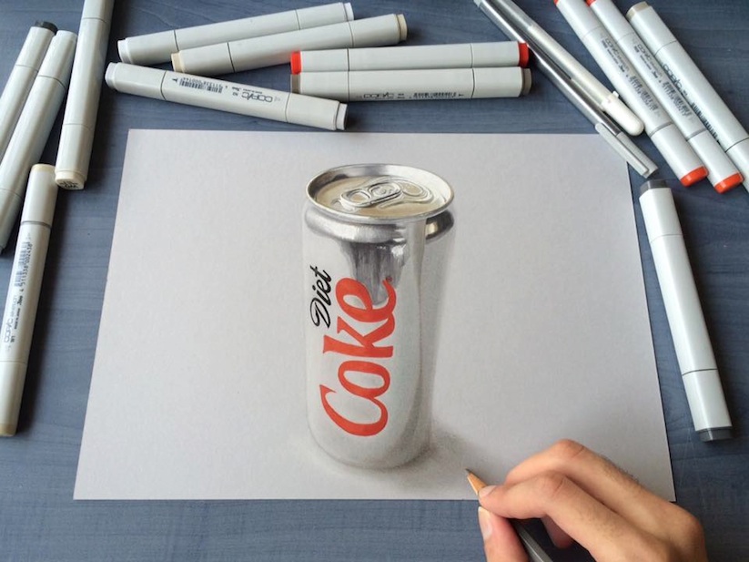 Dibujos hiper-realistas en objetos cotidianos