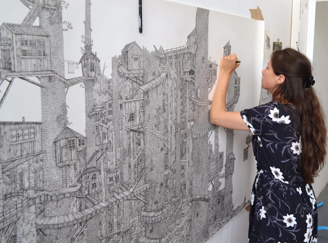Murales en birome por Olivia Kemp